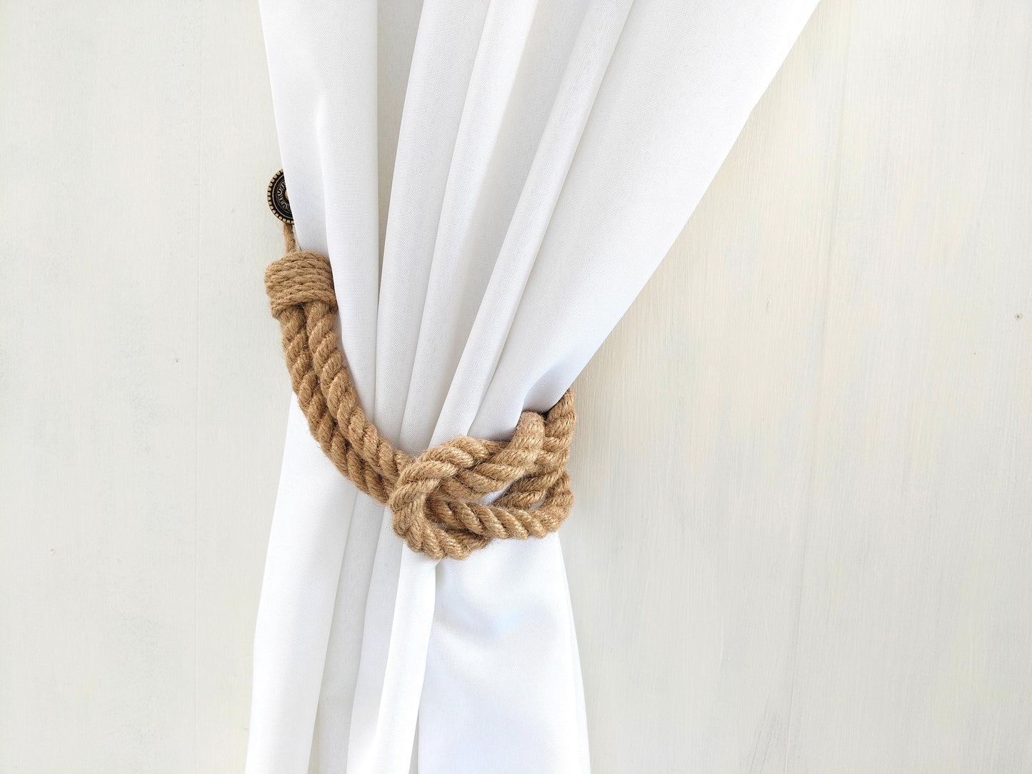 Handmade Jute Curtain Tieback - Nautical Knot Rope Holdback