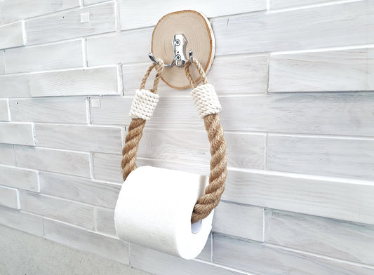 Handmade Jute Rope Toilet Paper Holder - Farmhouse Rustic Decor