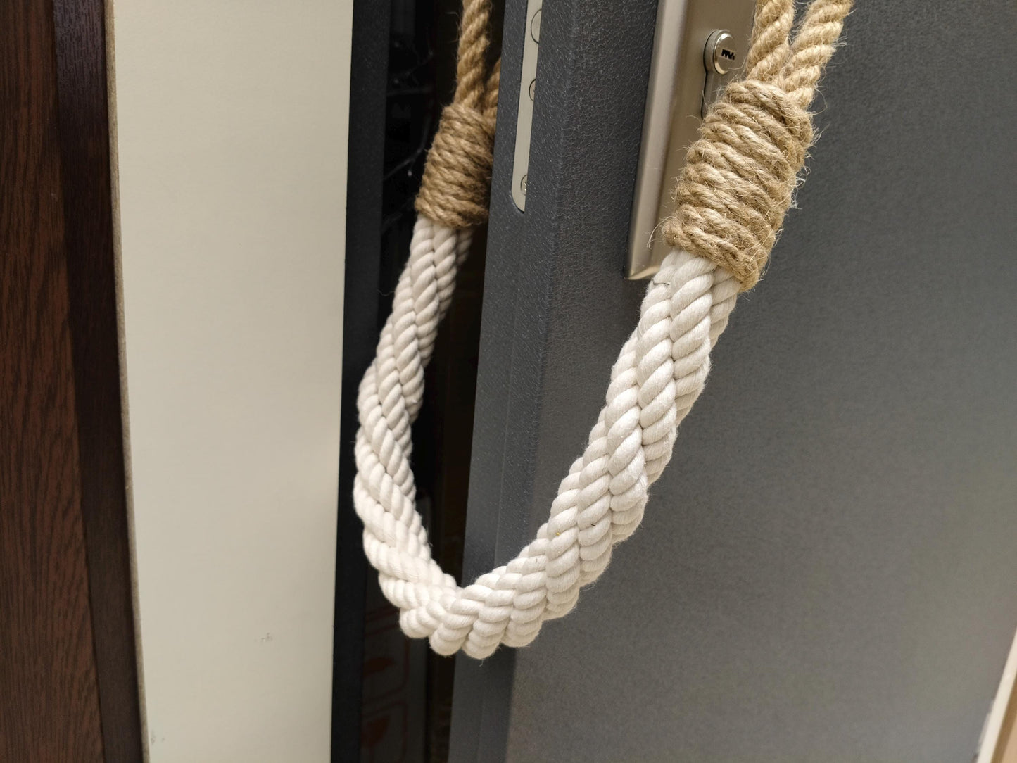 Handmade Cotton Rope Door Stopper - Nautical Coastal Weighted Doorstop