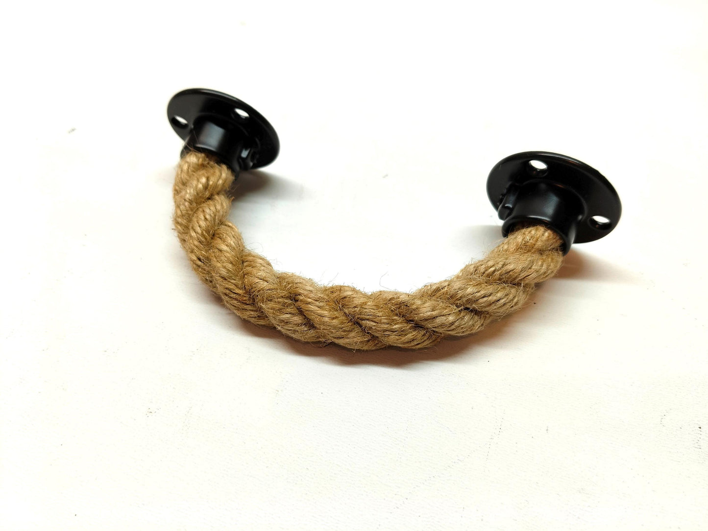 Handmade Jute Rope Drawer Pull - Black Hardware Rustic Cabinet Handle