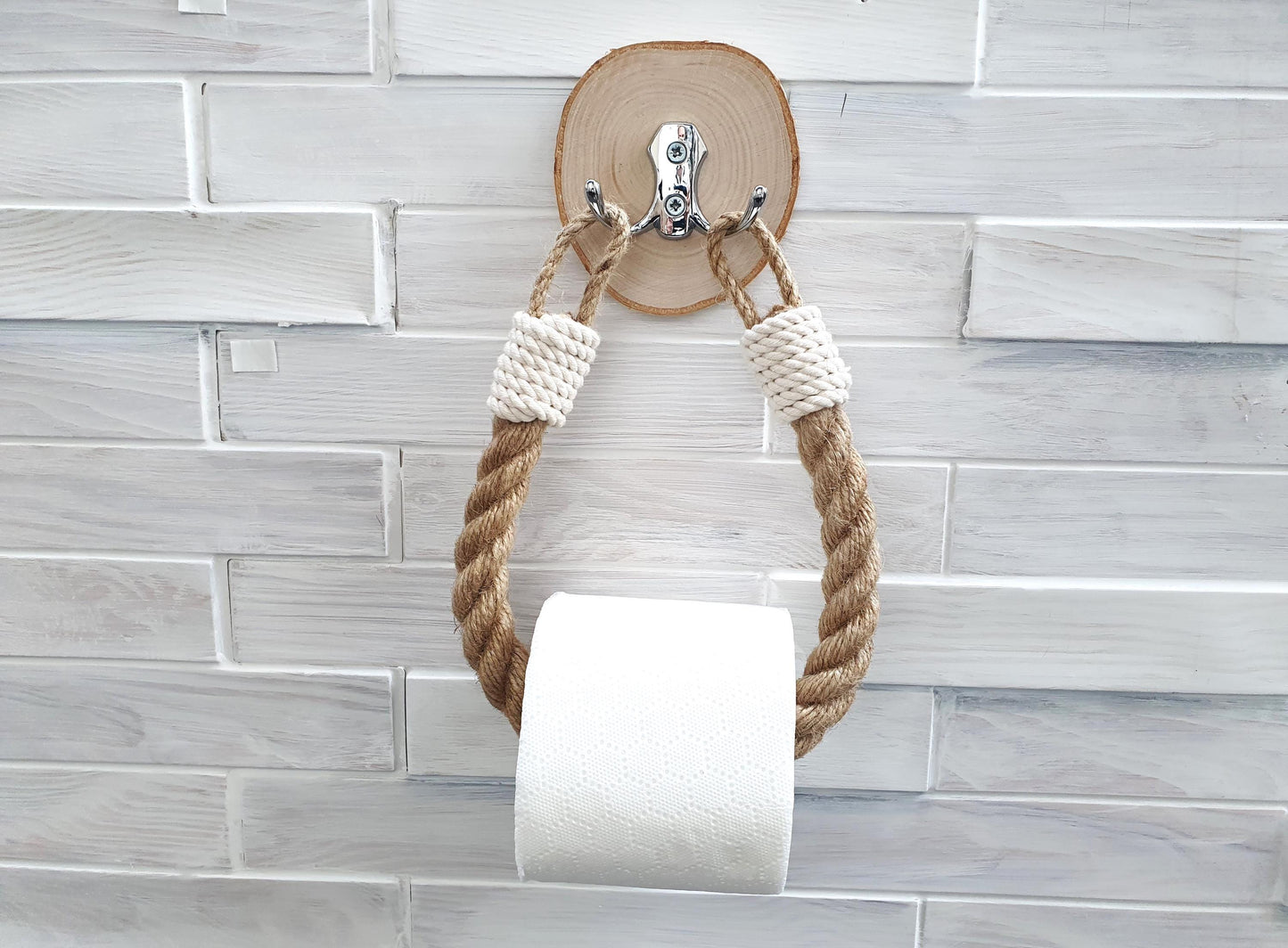 Handmade Jute Rope Toilet Paper Holder - Farmhouse Rustic Decor