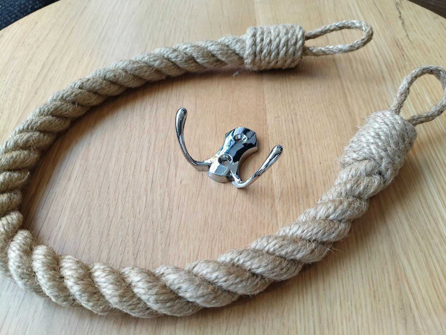 Handmade Jute Rope Toilet Paper Holder - Metal Hook Wall Mount