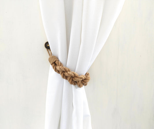 Handmade Jute Curtain Tieback - Braided Rope Holdback 1.6cm