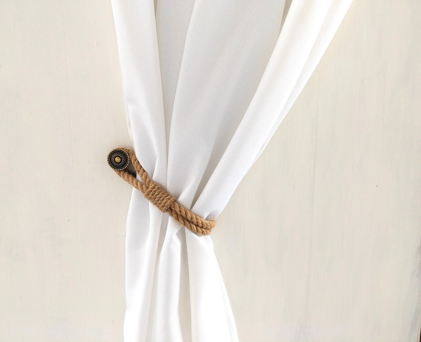 Handmade Jute Curtain Tieback - Natural Rope Holdback Rustic Boho Decor
