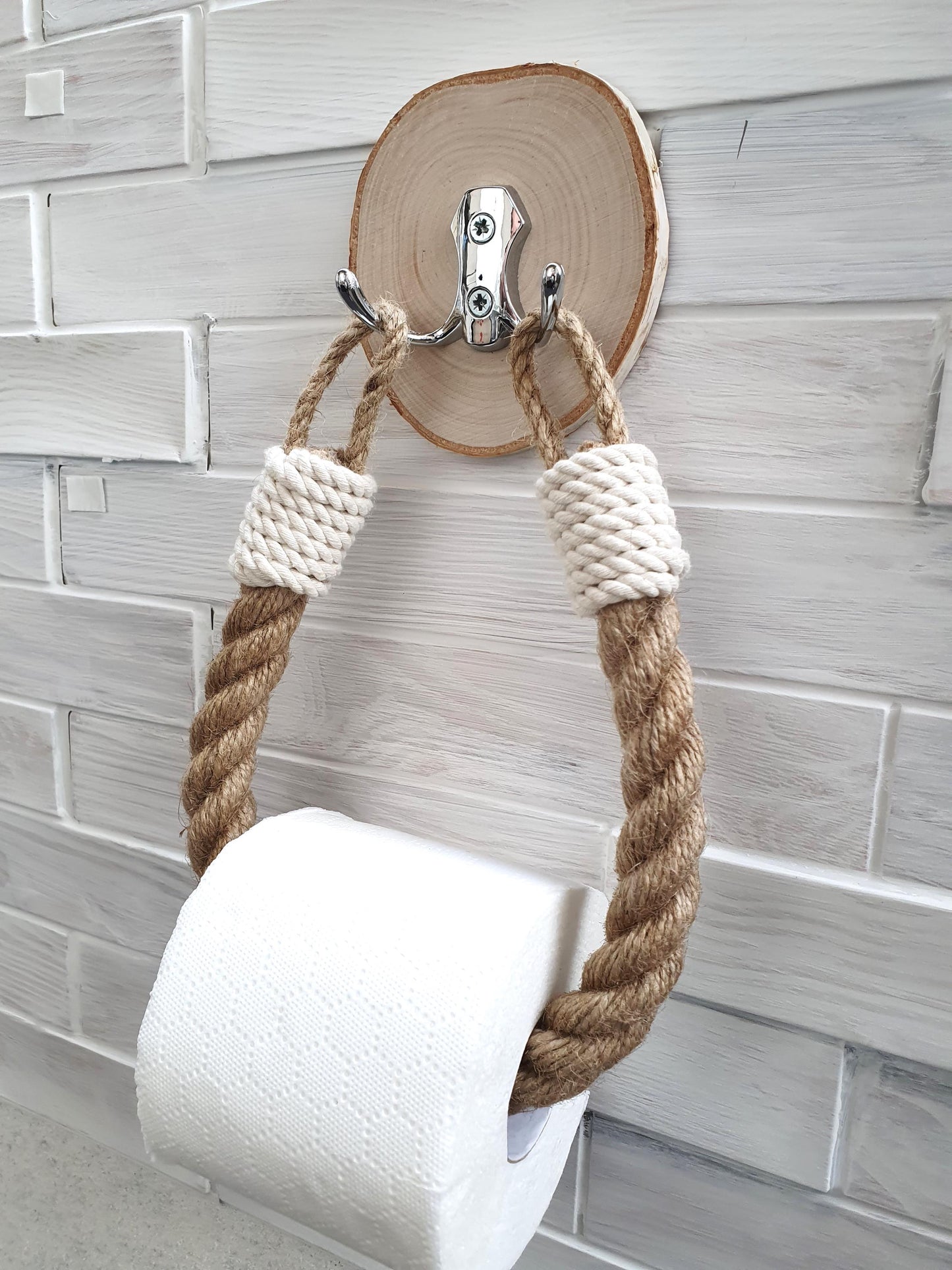 Handmade Jute Rope Toilet Paper Holder - Farmhouse Rustic Decor