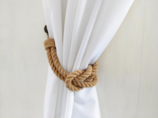 Handmade Jute Curtain Tieback - Nautical Knot Rope Holdback