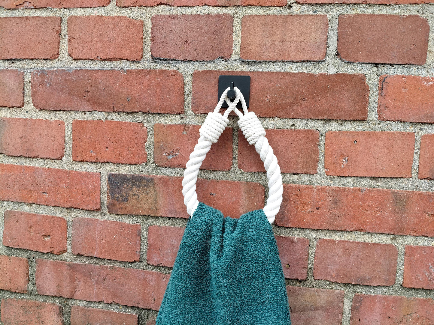 Handmade Cotton Rope Towel Holder - Minimalist No-Drill Wall Mount