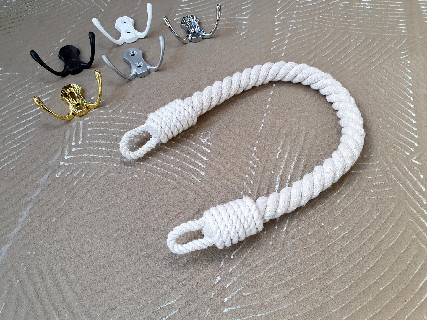 Handmade Cotton Rope Toilet Paper Holder - Metal Hook Wall Mount
