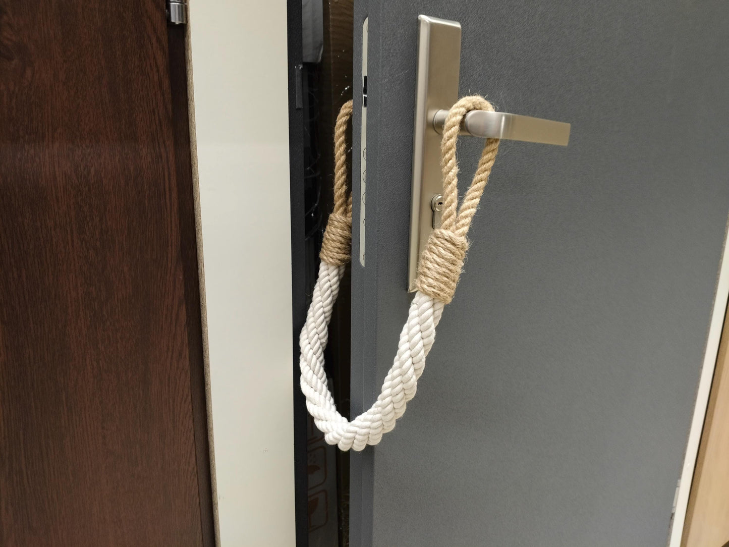 Handmade Cotton Rope Door Stopper - Nautical Coastal Weighted Doorstop