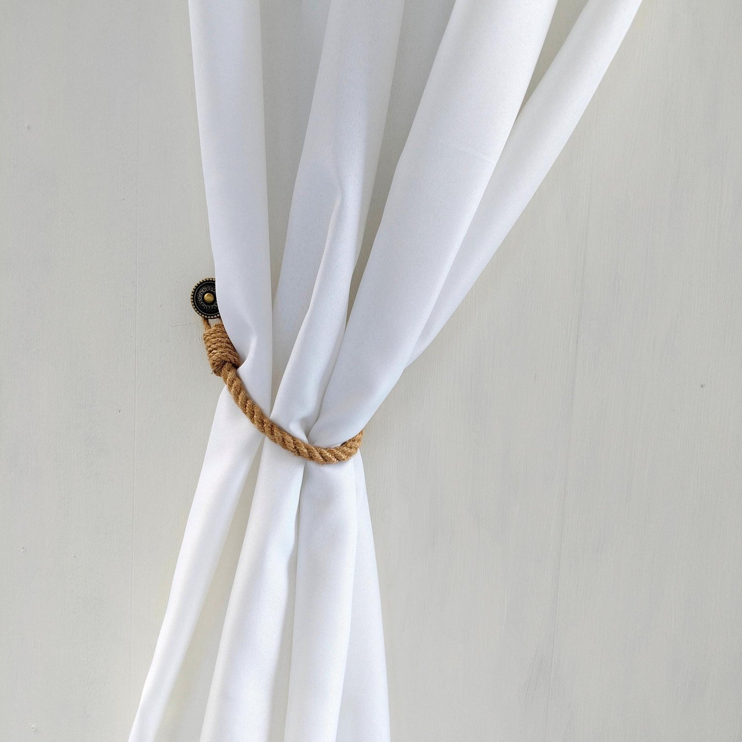 Natural Jute Curtain Tieback - Handmade Rope Holdback for Rustic Boho Decor