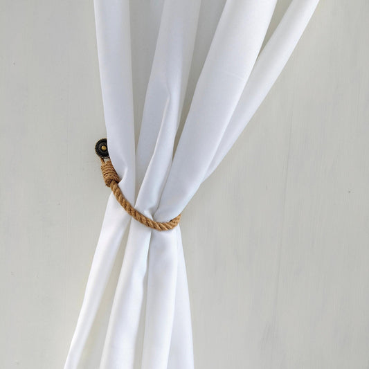 Natural Jute Curtain Tieback - Handmade Rope Holdback for Rustic Boho Decor