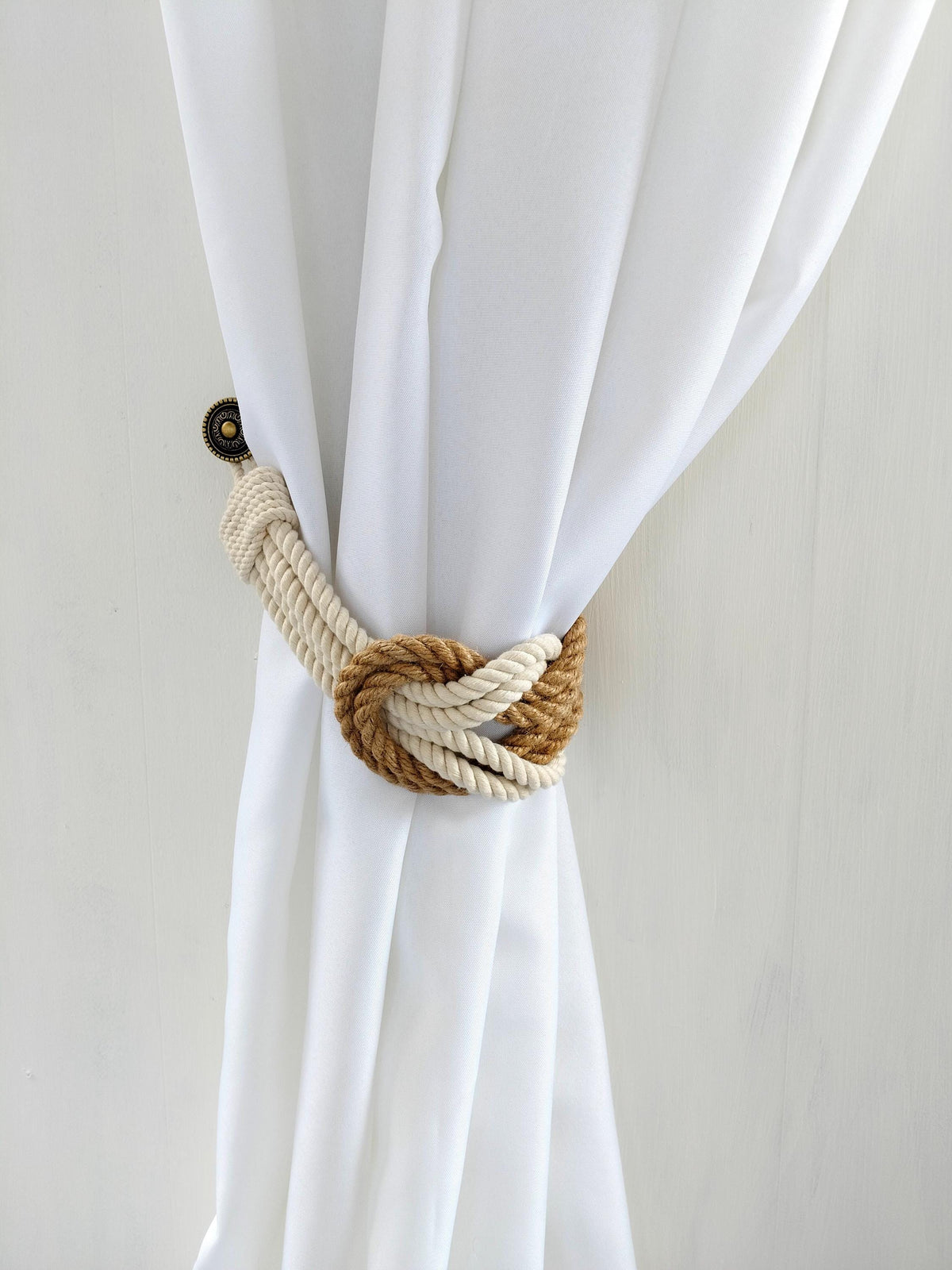 Curtain Tieback - Jute & Cotton Rope Double Square Knot