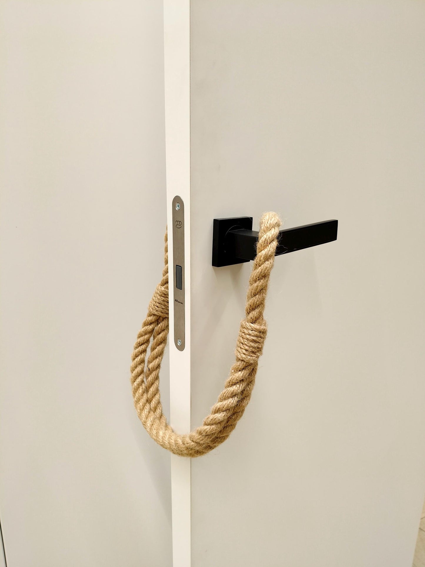 Handmade Beige Jute Rope Door Stopper - Natural Boho Weighted Doorstop