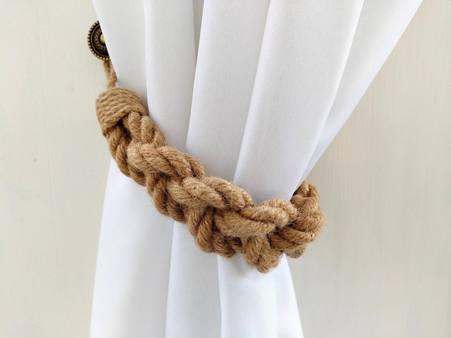 Handmade Jute Curtain Tieback - Braided Rope Holdback 1.6cm