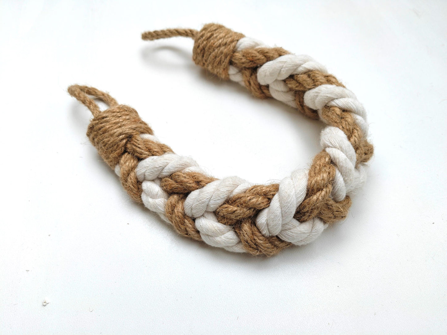 Handmade Jute Curtain Tieback - White Rope Nautical Holdback
