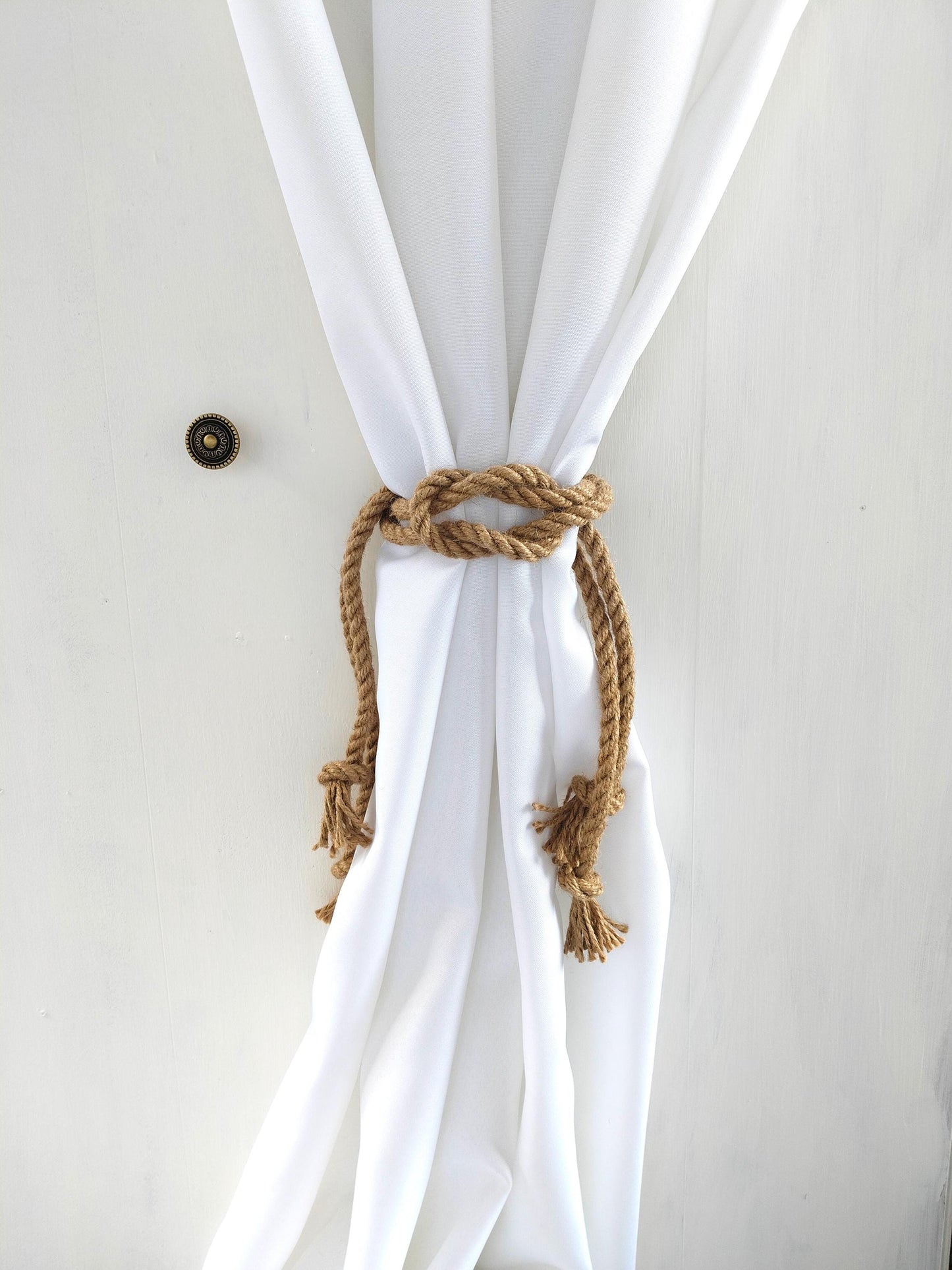 Handmade Jute Curtain Tieback - Square Knot Rope Holdback