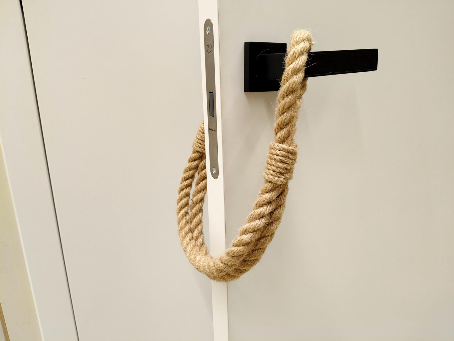 Handmade Beige Jute Rope Door Stopper - Natural Boho Weighted Doorstop