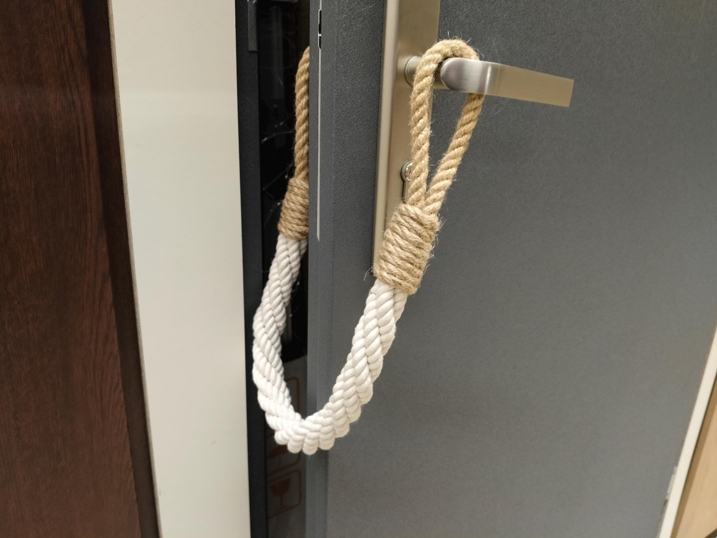 Handmade Cotton Rope Door Stopper - Nautical Coastal Weighted Doorstop